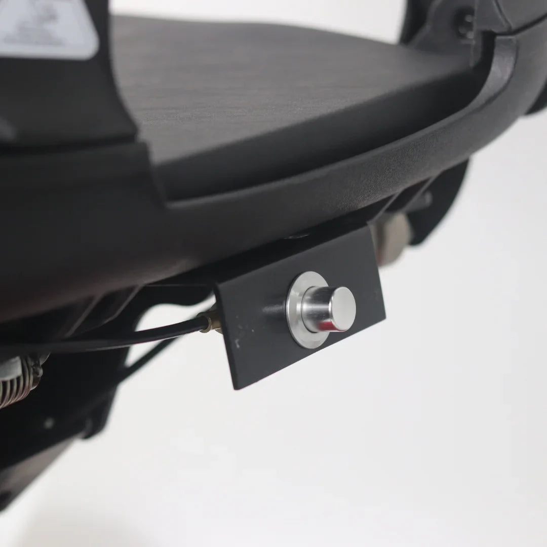 Electric Mobility Scooter Mijo Md08 features a sturdy under-seat design with a prominent control button.