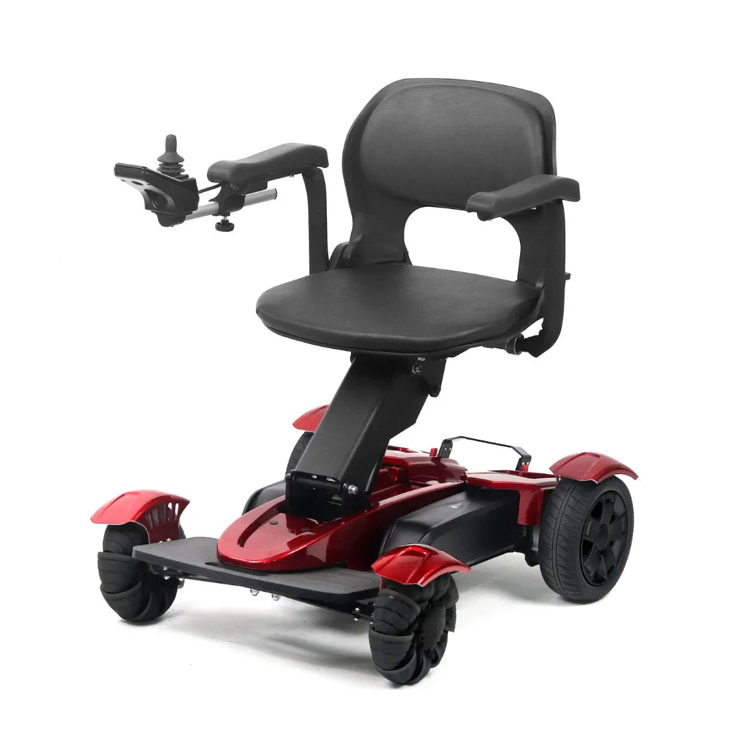 Electric Mobility Scooter Mijo Md08 features a sleek red design, comfortable seat, and easy-to-use controls.