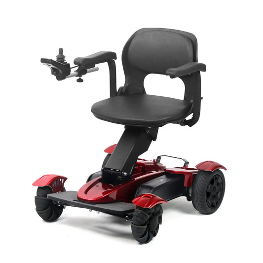 Electric Mobility Scooter Mijo Md08 features a sleek red design, comfortable seat, and easy-to-use controls.