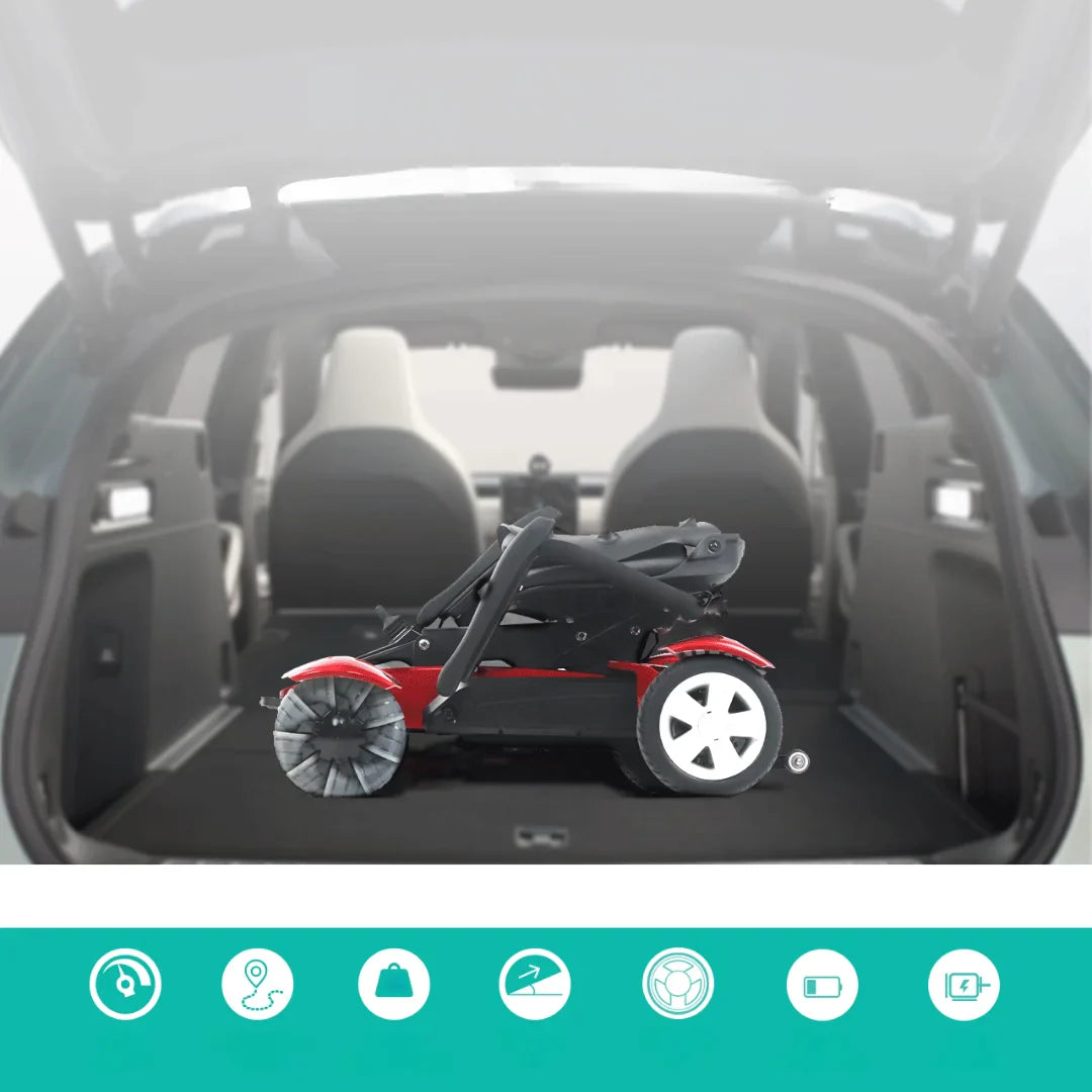 Electric Mobility Scooter Mijo Md08, a compact and foldable scooter ideal for easy transport in vehicles.