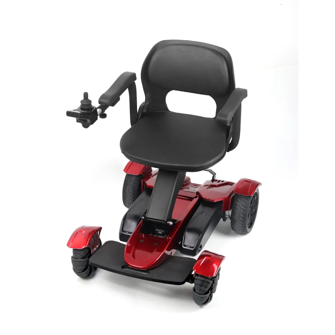Electric Mobility Scooter Mijo Md08, featured in sleek red, offers comfort with a wide seat and armrests.