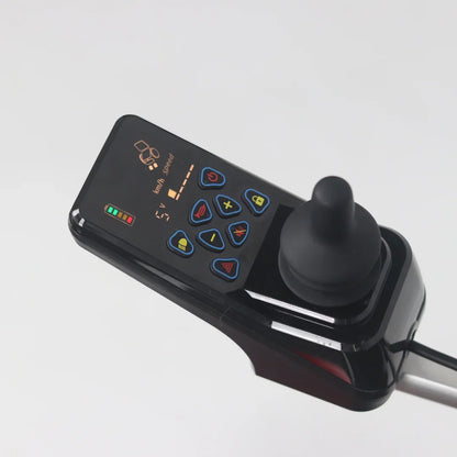 Electric Mobility Scooter Mijo Md08 features a sleek control panel with joystick and various buttons for easy navigation.