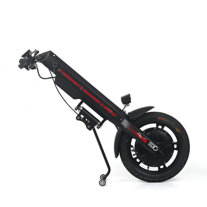 Electric Handbike Mijo Mt03 features a sleek design, compact structure, and robust rear wheel for stability.