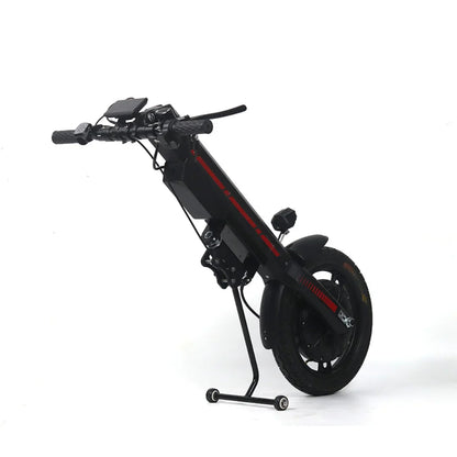 Electric Handbike Mijo Mt03, compact design with a sleek black frame, features a sturdy handlebar and robust tires.
