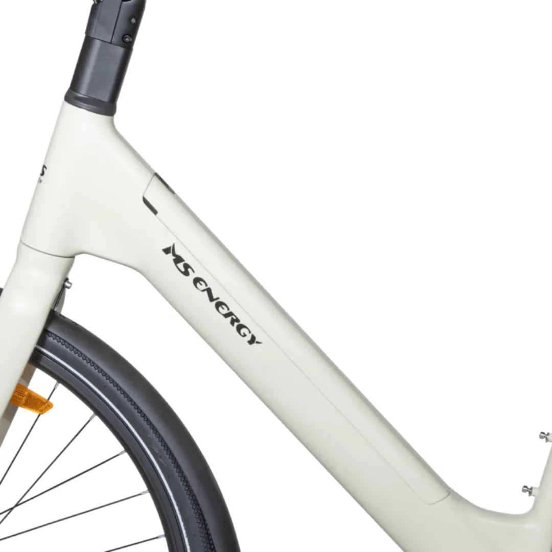 Electric bicycle MS Energy C30 – frame detail with brand logo