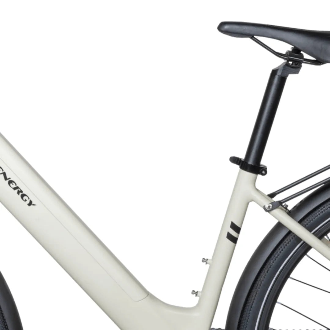 Electric bicycle MS Energy C30 – seat, seatpost, and frame detail