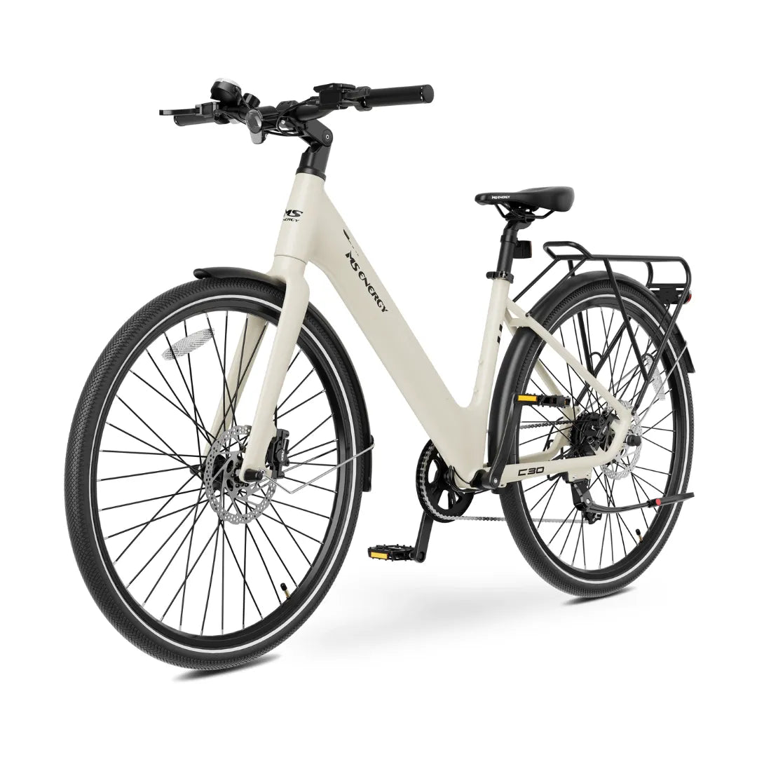 Electric bicycle MS Energy C30 – front view, cream colour
