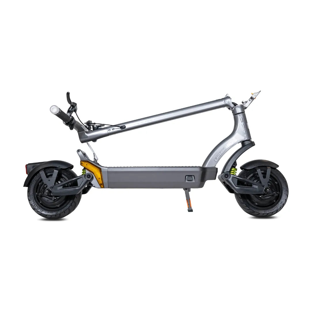 Electric Scooter Ms Energy Urban X, sleek silver design with robust wheels and compact frame for urban commuting.