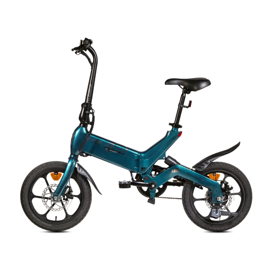 Electric bicycle MS Energy UrbanFold i6 – side view, teal colour