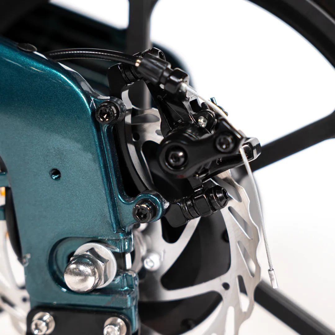 Electric bicycle MS Energy UrbanFold i6 – rear disc brake caliper detail