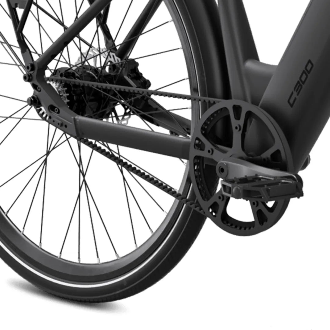 Electric bicycle MS Energy C300 – rear wheel, belt drive, and pedal