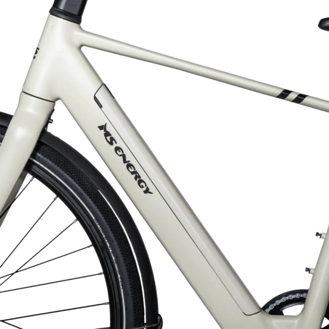 Electric bicycle MS Energy C40 – frame and front wheel close-up