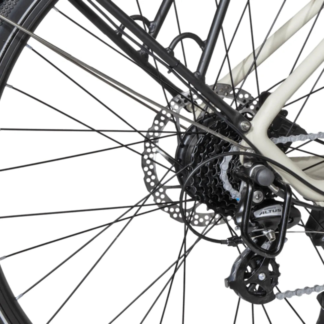 Electric Bike Ms Energy C40 features a detailed view of its rear wheel and gear system, showcasing quality components.