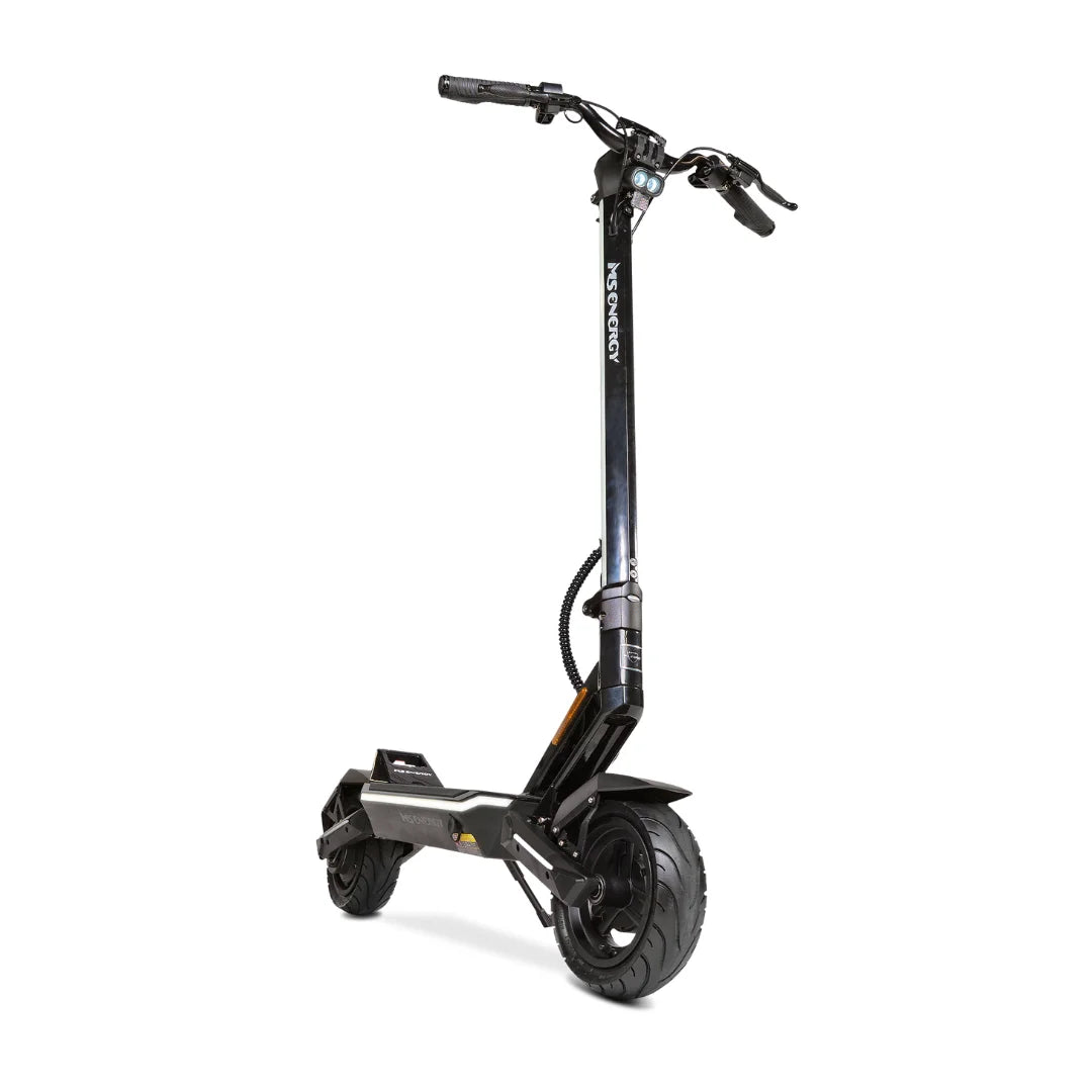 Electric Scooter Ms Energy Flare features a sleek black design, sturdy frame, and durable tires for smooth rides.