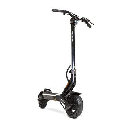 Electric Scooter Ms Energy Flare features a sleek black design, sturdy frame, and durable tires for smooth rides.