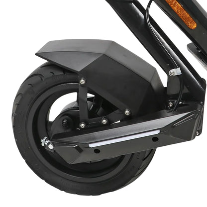 Product title: Electric Scooter Ms Energy Flare X. Description: A close-up of the rear wheel and fender of the electric scooter, highlighting its robust design.