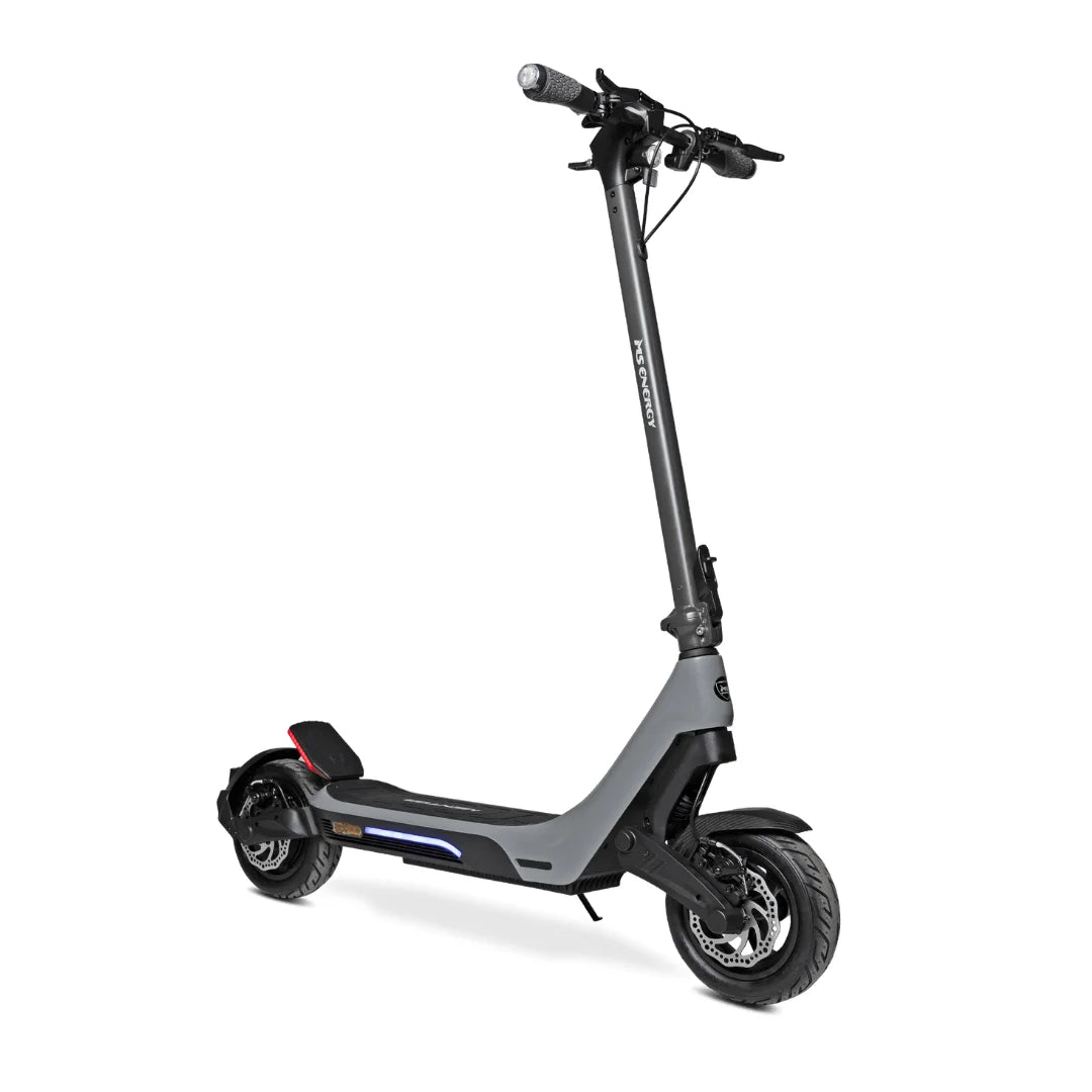 Electric Scooter Ms Energy Mentor features a sleek design with a sturdy frame, ergonomic handlebars, and durable tires.