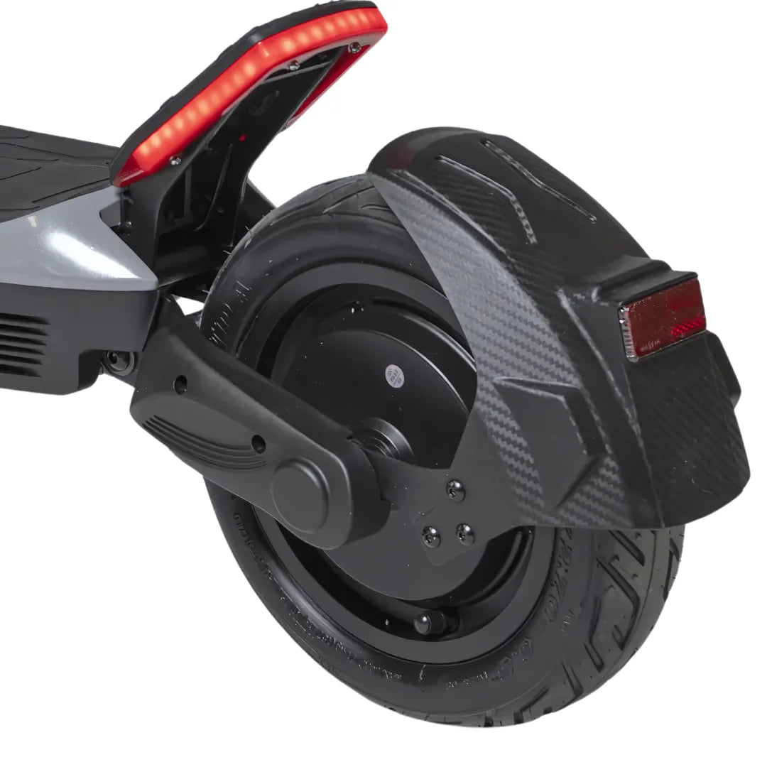 Electric Scooter Ms Energy Mentor features a sleek design, durable rear wheel, and integrated LED lights for safety.