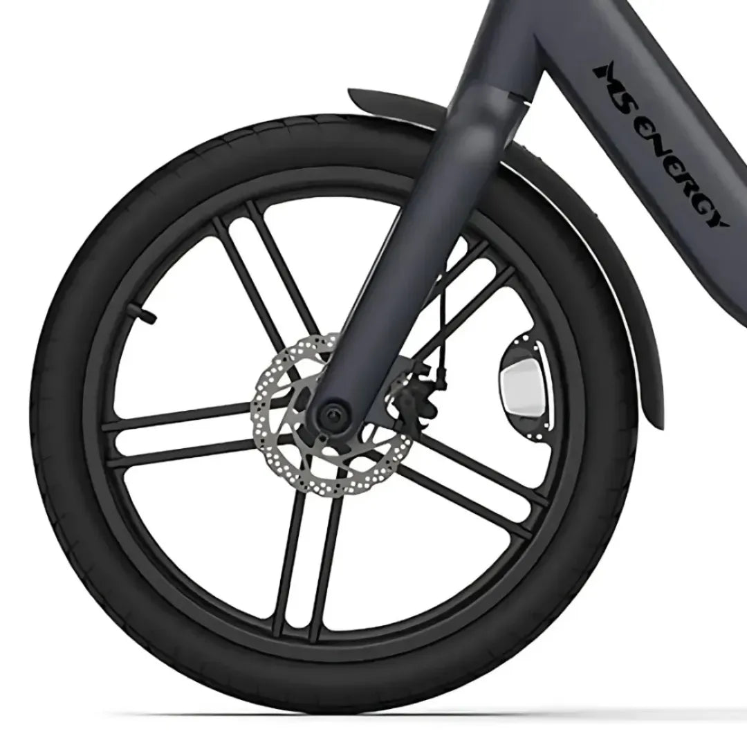 Electric bicycle MS Energy PulseUrban C20 – front wheel and disc brake detail