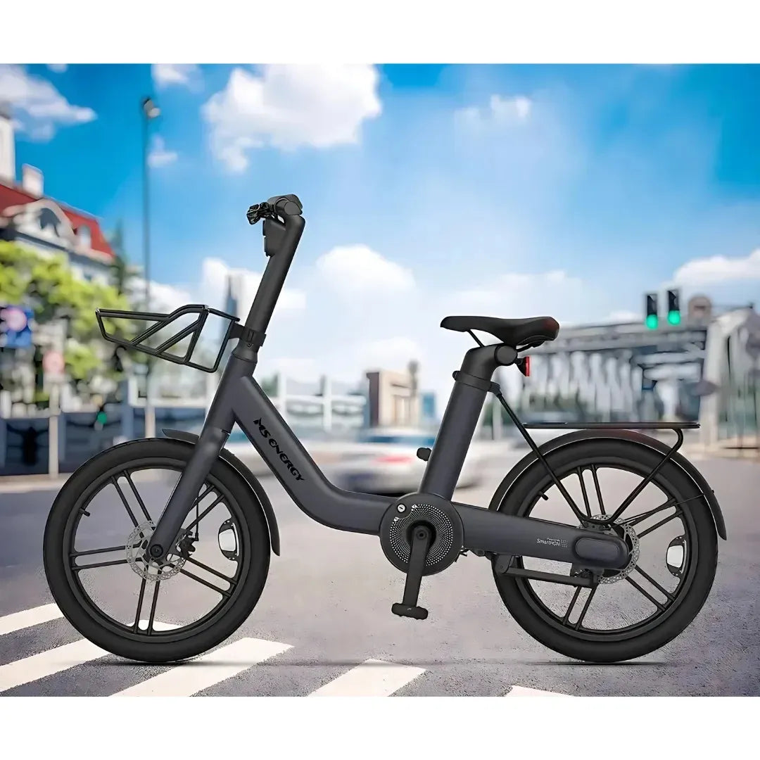Electric bicycle MS Energy PulseUrban C20 – dark grey colour variant, urban setting