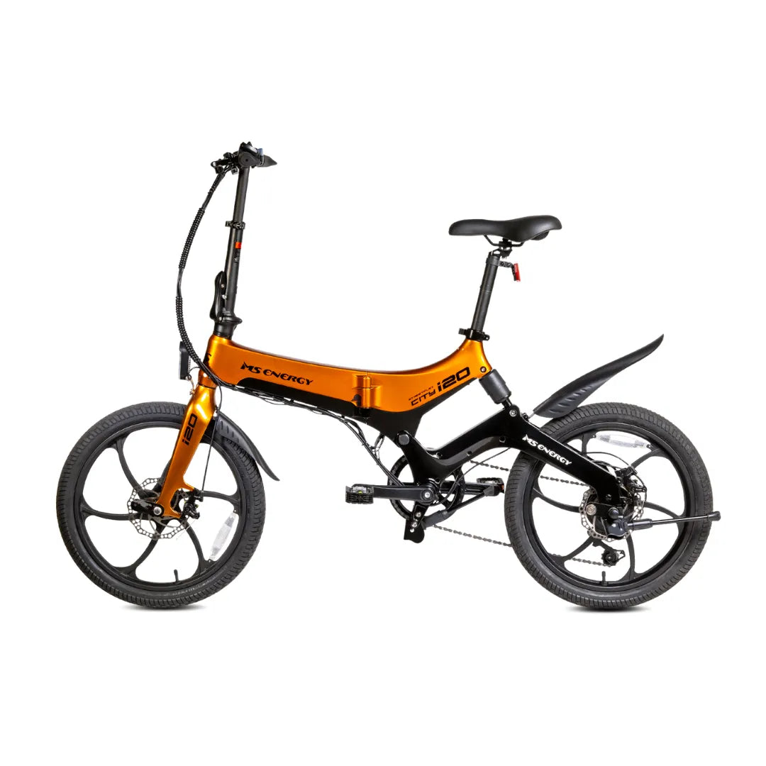 Electric bicycle MS Energy StreetFlex i20 – side view, orange and black