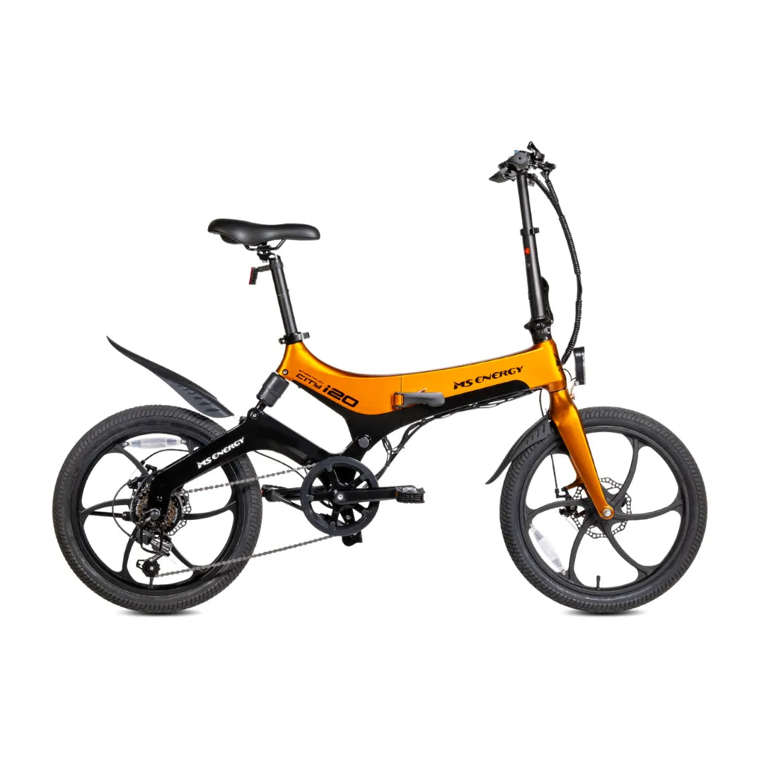 Electric bicycle MS Energy StreetFlex i20 – side view, orange colour variant