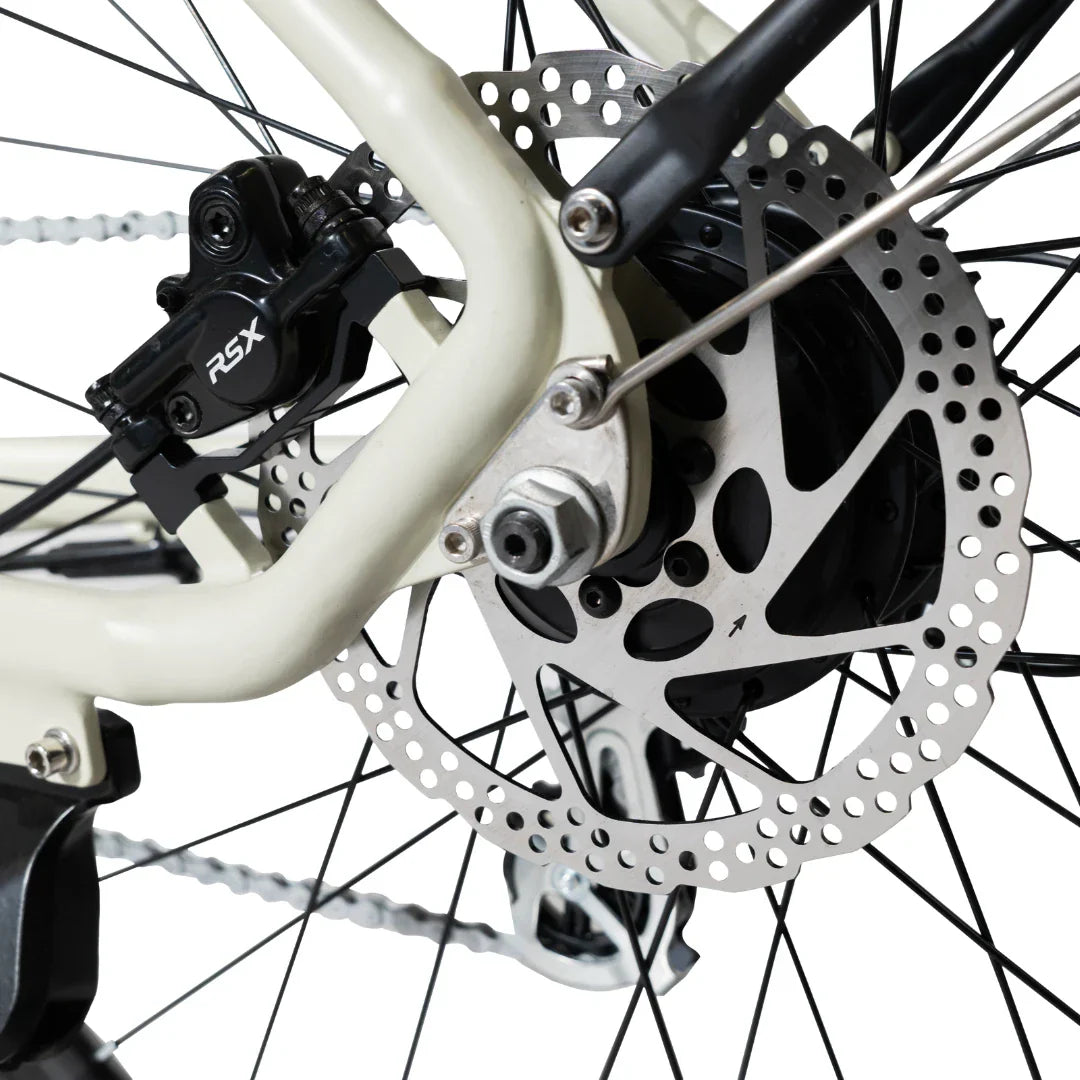 Electric bicycle MS Energy C40 – rear wheel disc brake close-up