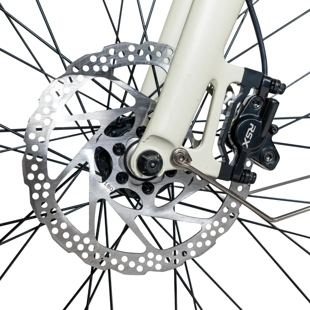 Electric bicycle MS Energy C40 – front wheel disc brake close-up