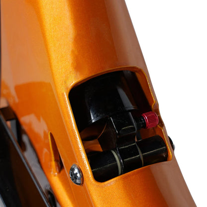 Electric Bike Ms Energy Suv C502 features a sleek orange frame, showcasing intricate design and components.
