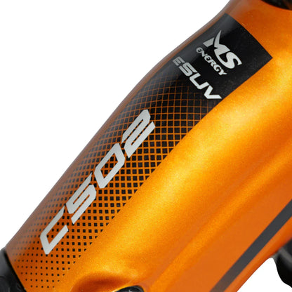Electric Bike Ms Energy Suv C502 features a striking orange frame, showcasing a sleek design and modern graphics.