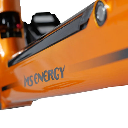 Electric Bike Ms Energy Suv C502 features a sleek orange frame with stylish graphics for a modern look.
