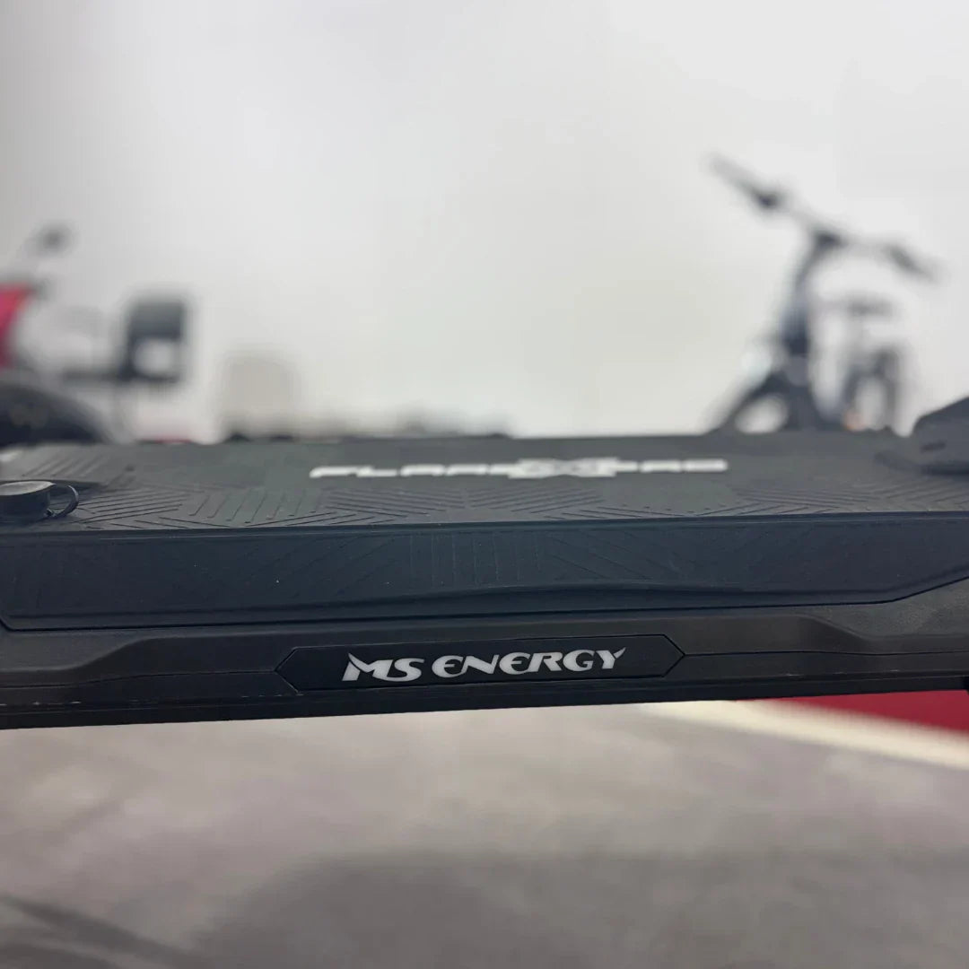 Electric scooter MS Energy Flare X PRO – side view of deck with logo