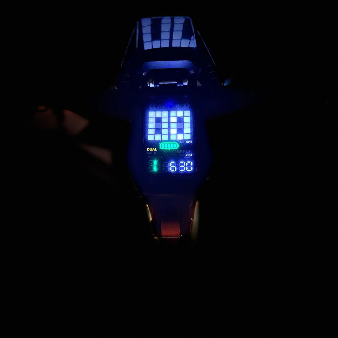 Electric Scooter Ms Energy Flare X Pro features a stylish display with illuminated indicators and speed metrics.