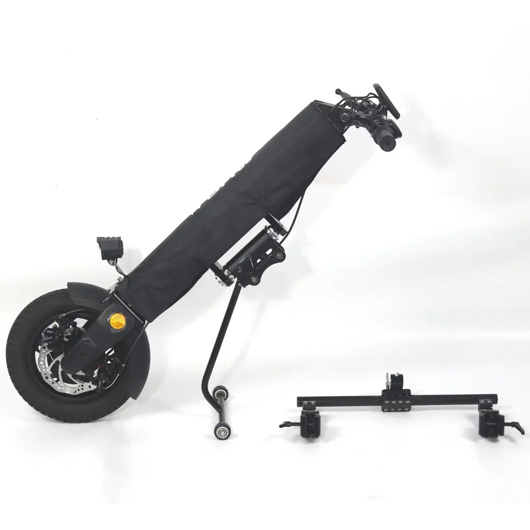 Electric Handbike Mijo Mt01 features a compact design with sleek black finish, sturdy frame, and accessories included.