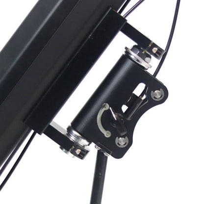 Product title: Electric Handbike Mijo Mt01. Description: Close-up of the sleek black frame and adjustable mounting components of the handbike.