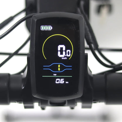 Electric Handbike Mijo Mt01 features a sleek digital display showing speed, trip distance, and battery level.
