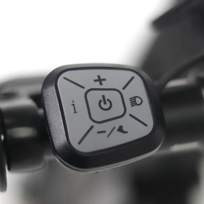 Electric Handbike Mijo Mt01 features a close-up view of the control panel with power, light, and speed adjustments.