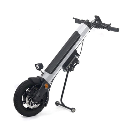 Electric Handbike Mijo Mt01 features a sleek design, compact frame, front lighting, and a sturdy wheel.