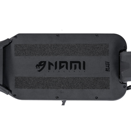 Top view of the electric scooter Nami Blast 2 Max showcasing its textured footboard and logo