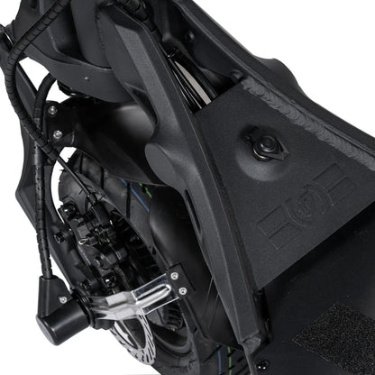 Close-up view of the electric scooter Nami Blast 2 Max, highlighting its frame, motor, and components