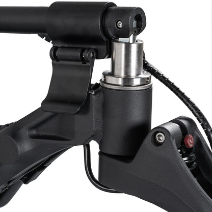 Close-up view of the folding mechanism and suspension system of the electric scooter Nami Blast 2 Max