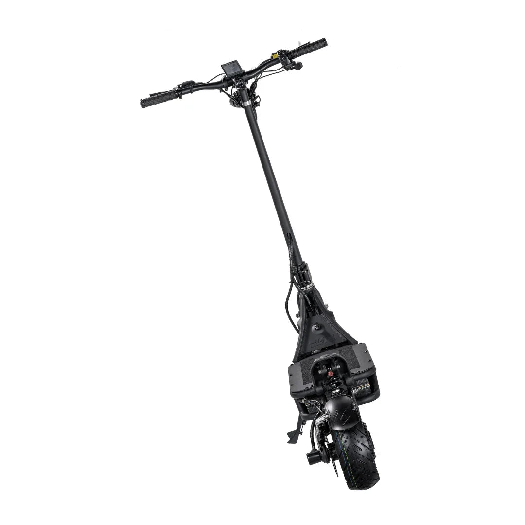 Electric scooter Nami Blast 2 Max viewed from above, showcasing its handlebars and rear wheel