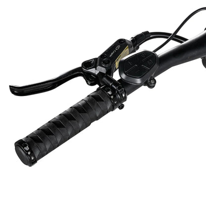 Electric Scooter Nami Blast Max features a textured black grip handle, brake lever, and control interface for smooth rides.