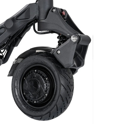 Electric Scooter Nami Blast Max, featuring a robust suspension system and a durable rear tire design.