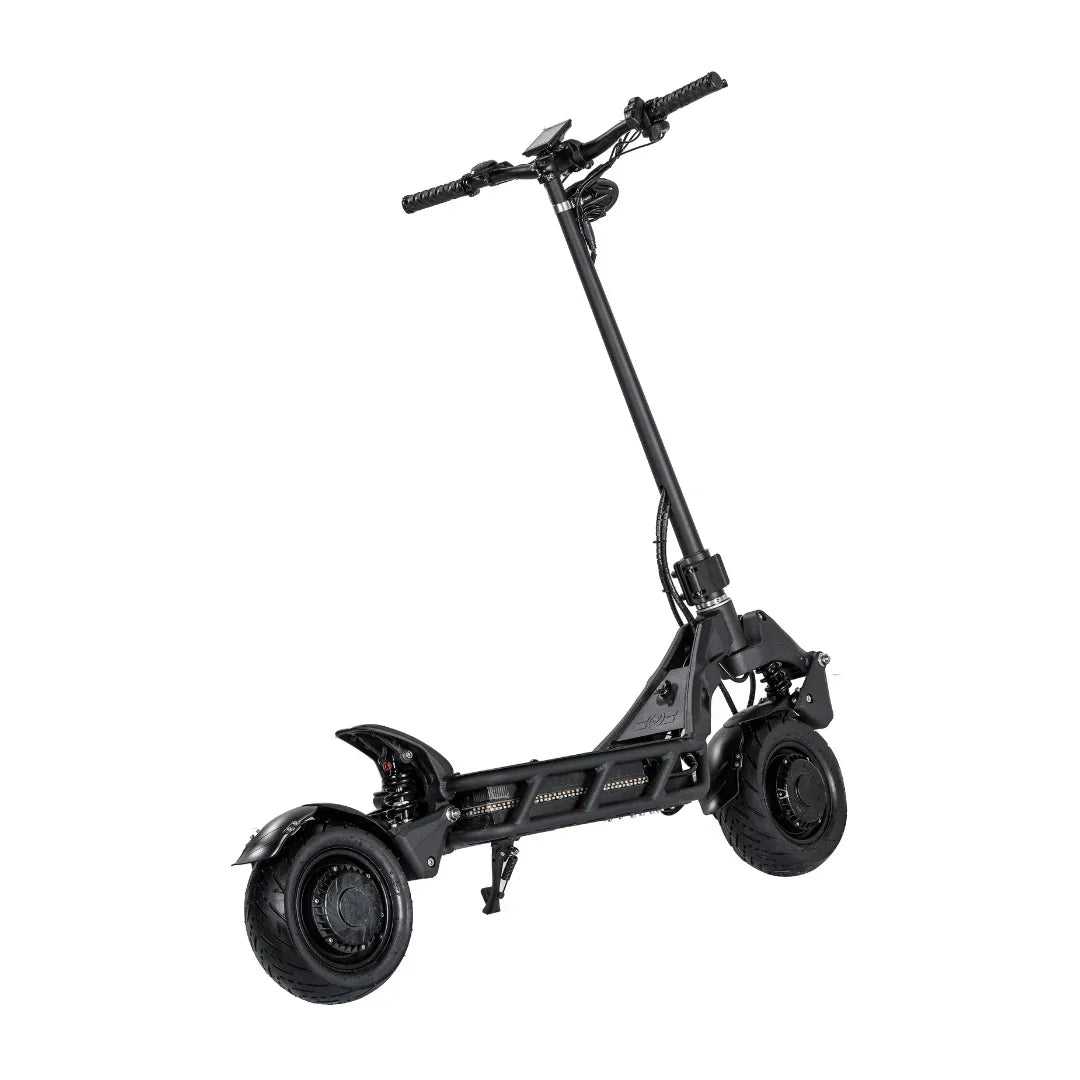 Electric Scooter Nami Blast Max features a sleek black design with robust tires, ideal for smooth rides.