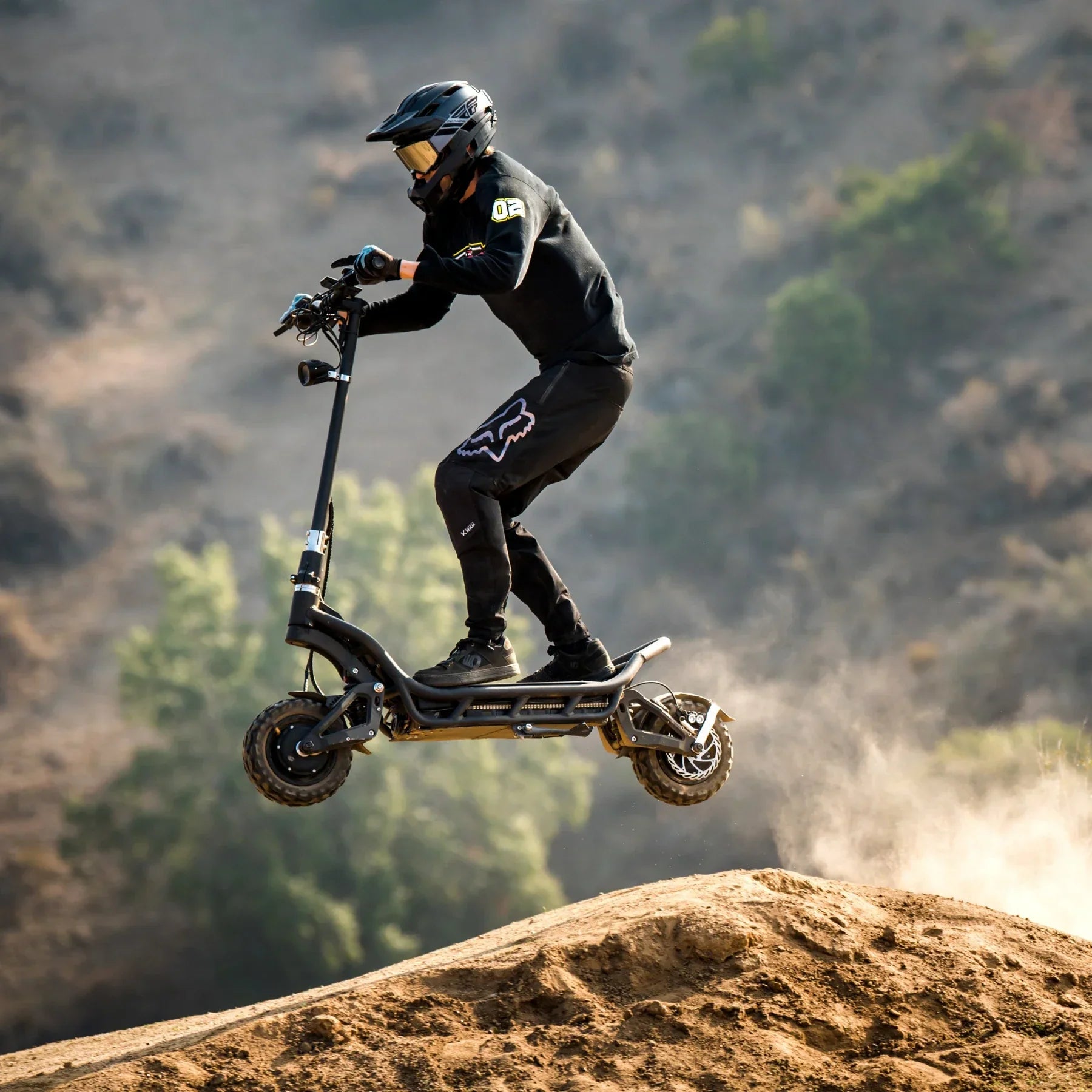Electric Scooter Nami Burn E 3 Max, rugged design, off-road capabilities, high-performance scooter in action.