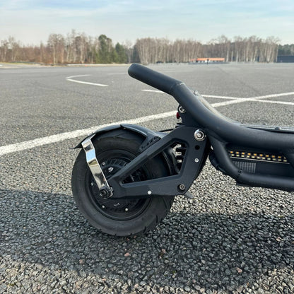 Electric Scooter Nami Burn E 3 Max features a robust rear wheel assembly, showcasing its durable design.