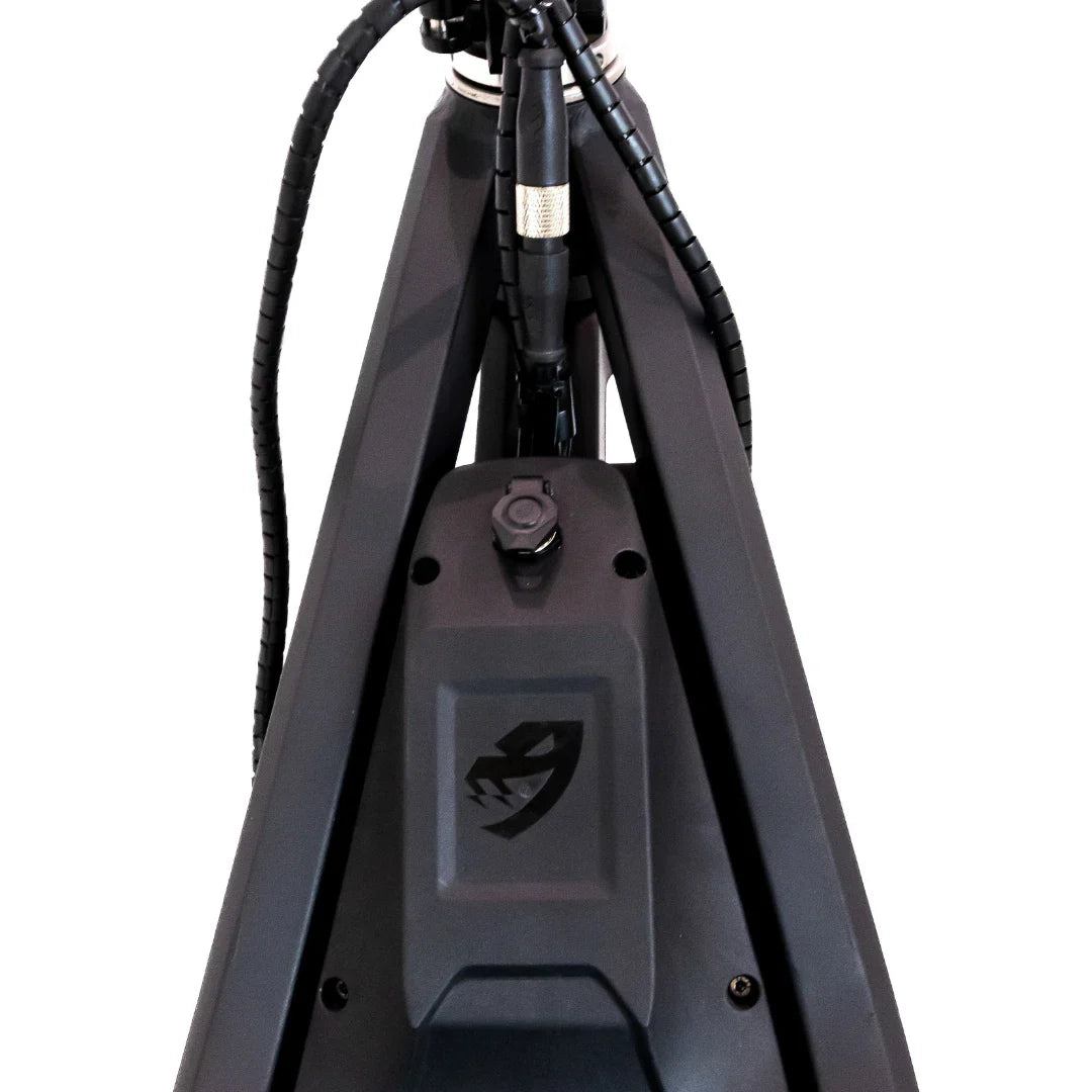 Electric Scooter Nami Klima features a sleek black design with an integrated battery and controls.