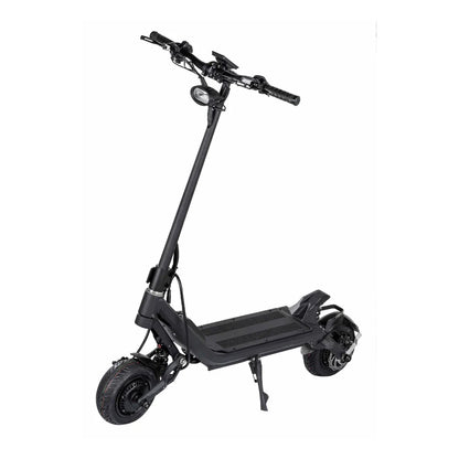 Electric Scooter Nami Klima, a sleek black design, sturdy build, with wide tires and a spacious foot deck.