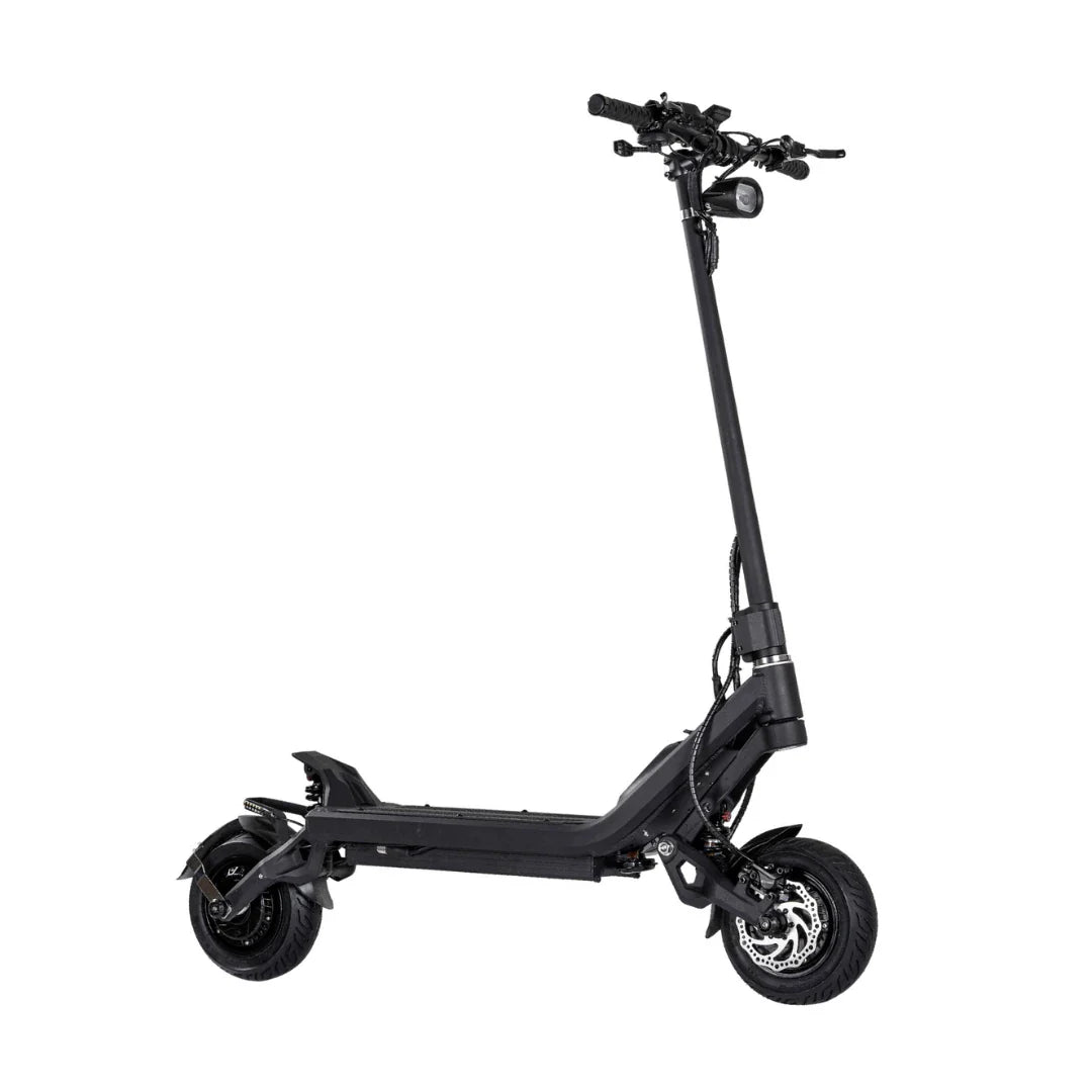 Electric Scooter Nami Klima, sleek black design, sturdy frame, large wheels, and advanced braking system.